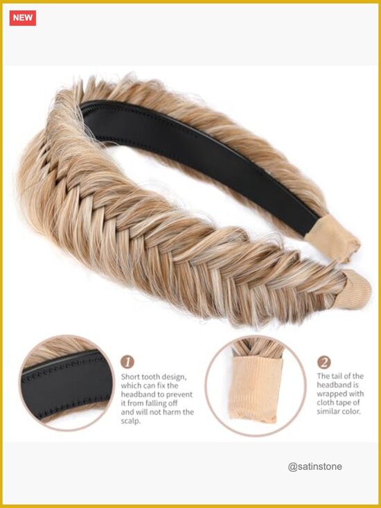 Wide Braided Headband with Teeth Synthetic Hair Plaited Chunky Hairpiece main image 5